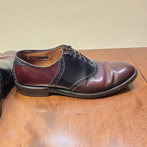 ALLEN EDMONDS Polo Men's Size 9B Two Tone Oxblood Saddle Dress Shoes Made in USA - Picture 13 of 15